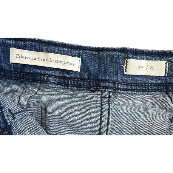 Anthro Pilcro and the Letterpress Wide Leg Cropped Jeans 25 Denim Blue Trousers - Picture 7 of 8